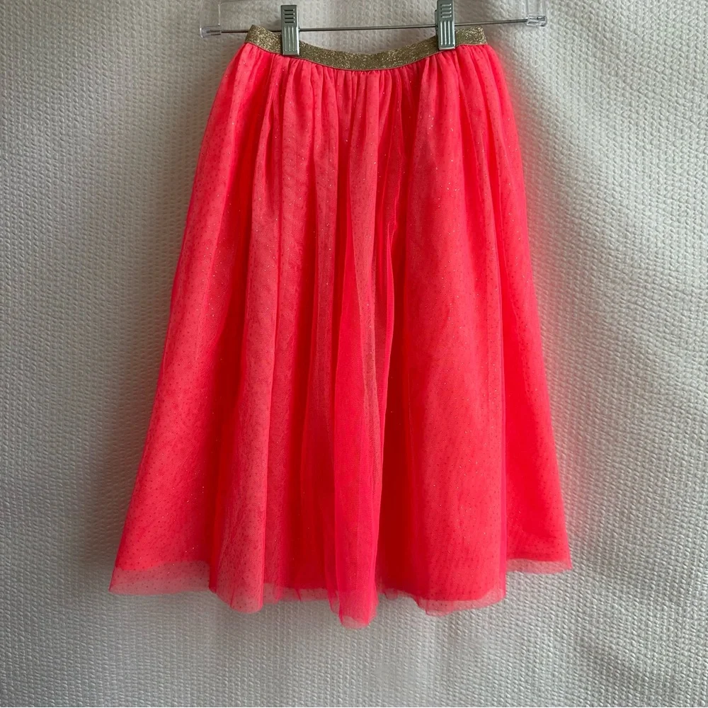 Cat & Jack Girls Pink Glitter Tulle Midi Skirt XS 4/5 Layered Party Dress Up